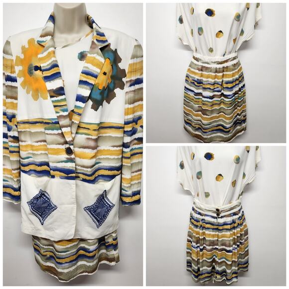Platinum Jackets & Blazers - Vintage Platinum By Dorothy Schoelen Blazer/Top/Shorts/Skirt Set, Size S/M Multi